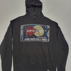 deKryptic Women's Hoodie Size L Pac-Man Game Over Sequin Pullover Sweatshirt